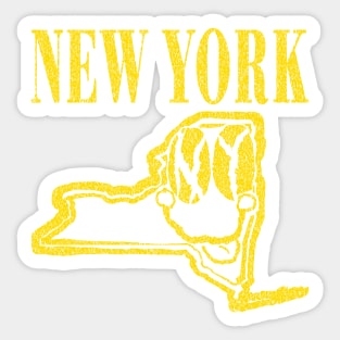 New York Grunge Smiling Face Black Background Sticker